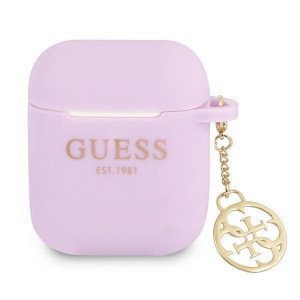 Оригинален калъф за слушалки GUESS Silicone Charm 4G GUA2LSC4EU - AirPods лилав - Img 1