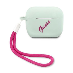 Оригинален калъф за слушалки GUESS Silicone Vintage GUACAPLSVSBF AirPods Pro син / циклама - Img 1