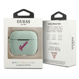 Оригинален калъф за слушалки GUESS Silicone Vintage GUACAPLSVSBF AirPods Pro син / циклама - Img 3
