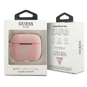 Оригинален калъф за слушалки GUESS Silicone Vintage GUACAPLSVSPG AirPods Pro зелен / розов - Img 3