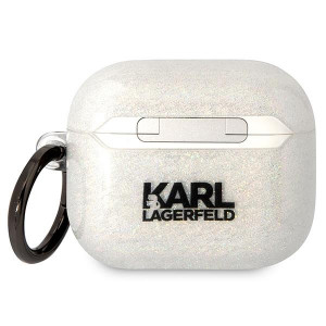 Оригинален калъф за слушалки Karl LAGERFELD Glitter Karl&Choupette KLA3HNKCTGT - AirPods 3 прозрачен - Img 2