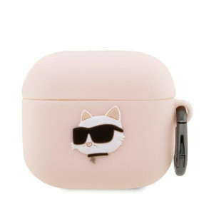 Оригинален калъф за слушалки Karl LAGERFELD Silicone Choupette Head 3D KLA3RUNCHP - AirPods 3 розов - Img 1