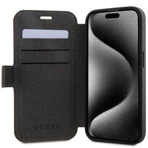 Оригинален калъф тип книга GUESS 4G Metal Logo - iPhone 15 Pro Max кафяв - Img 5