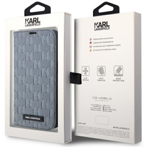 Оригинален калъф тип книга KARL LAGERFELD Saffiano Monogram KLBKP14XSAKLHPG - iPhone 14 Pro Max сребрист - Img 7