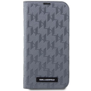 Оригинален калъф тип книга KARL LAGERFELD Saffiano Monogram KLBKP14LSAKLHPG - iPhone 14 Pro сребрист - Img 3