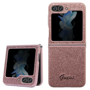Оригинален калъф GUESS Glitter Script - Samsung Galaxy Z Flip5 розов - Img 1