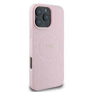 Оригинален Калъф Guess MagSafe Grained Gold Ring iPhone 15 Pro Max Case - Розов - Img 4