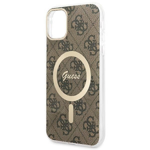 Оригинален комплект GUESS 4G Print (гръб + зарядно) MagSafe GUBPN61H4EACSW - iPhone 11 кафяв - Img 6