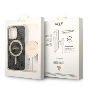 Оригинален комплект GUESS 4G Print (гръб + зарядно) MagSafe GUBPP13LH4EACSK - iPhone 13 Pro черен - Img 10
