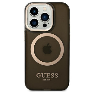 Оригинален полупрозрачен твърд гръб GUESS Gold Outline MagSafe GUHMP14XHTCMK - iPhone 14 Pro Max черен - Img 3