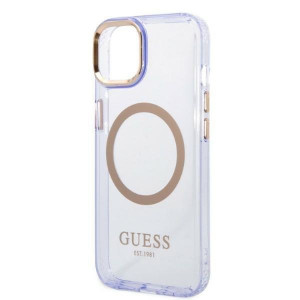 Оригинален полупрозрачен твърд гръб GUESS Gold Outline MagSafe GUHMP14SHTCMU - iPhone 14 лилав - Img 6