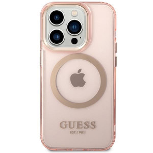 Оригинален полупрозрачен твърд гръб GUESS Gold Outline MagSafe GUHMP14XHTCMP - iPhone 14 Pro Max розов - Img 3