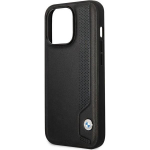 Оригинален твърд гръб от еко кожа BMW Leather Blue Dots BMHCP14L22RBDK - iPhone 14 Pro черен - Img 6
