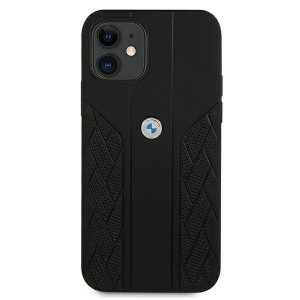 Оригинален твърд гръб от еко кожа BMW Leather Curve Perforate BMHCP12SRSPPK - iPhone 12 mini черен - Img 3