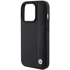 Оригинален твърд гръб от еко кожа BMW Leather Textured & Stripe - iPhone 15 Pro черен - Img 6