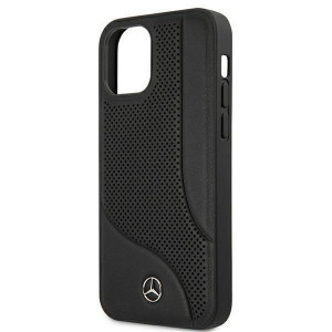 Оригинален твърд гръб с естествена кожа MERCEDES Leather Perforated Area MEHCP12SCDOBK - iPhone 12 mini черен - Img 6