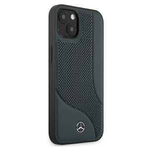Оригинален твърд гръб с естествена кожа MERCEDES Leather Perforated Area MEHCP13SCDONA - iPhone 13 mini тъмносин - Img 4