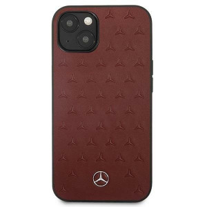 Оригинален твърд гръб с естествена кожа MERCEDES Stars MEHCP13MPSQRE - iPhone 13 червен - Img 3