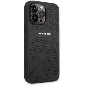 Оригинален твърд гръб AMG Leather Curved Lines MagSafe AMHMP14XOSDBK - iPhone 14 Pro Max черен - Img 4