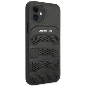 Оригинален твърд гръб AMG Leather Debossed Lines AMHCP12SGSEBK - iPhone 12 mini черен - Img 4