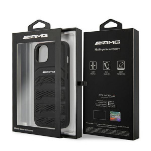 Оригинален твърд гръб AMG Leather Debossed Lines AMHCP13SGSEBK - iPhone 13 mini черен - Img 8