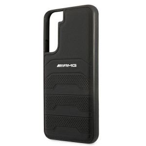 Оригинален твърд гръб AMG Leather Debossed Lines AMHCS22MGSEBK - Samsung Galaxy S22+ черен - Img 6