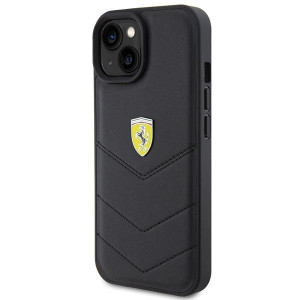 Оригинален твърд гръб FERRARI Quilted Metal Logo - iPhone 15 черен - Img 2