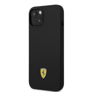 Оригинален твърд гръб FERRARI Silicone Metal Logo MagSafe FEHMSIP14SBK - iPhone 14 черен - Img 2