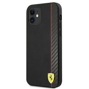 Оригинален твърд гръб FERRARI Track Carbon Stripe FESAXHCP12SBK - iPhone 12 mini черен - Img 2