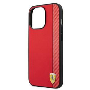 Оригинален твърд гръб FERRARI Track Carbon Stripe FESAXHCP13XRE - iPhone 13 Pro Max червен - Img 6