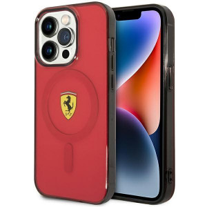 Оригинален твърд гръб FERRARI Translucent MagSafe FEHMP14LUKR - iPhone 14 Pro червен полупрозрачен - Img 1