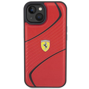 Оригинален твърд гръб FERRARI Twist Metal Logo - iPhone 15 червен - Img 3