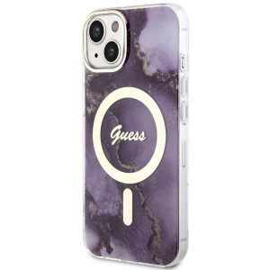 Оригинален твърд гръб GUESS Golden Marble MagSafe GUHMP14SHTMRSU - iPhone 14 лилав - Img 2