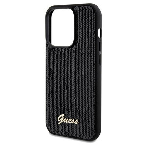 Оригинален твърд гръб GUESS Sequin Script Metal - iPhone 14 Pro черен - Img 6