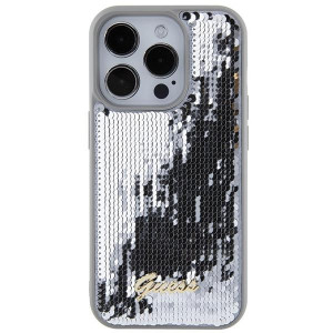 Оригинален твърд гръб GUESS Sequin Script Metal - iPhone 15 Pro сребрист - Img 3