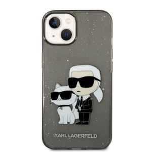 Оригинален твърд гръб KARL LAGERFELD Gliter Karl & Choupette KLHCP14SHNKCTGK - iPhone 14 черен - Img 3
