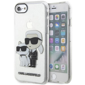 Оригинален твърд гръб KARL LAGERFELD Gliter Karl & Choupette KLHCI8HNKCTGT - iPhone 7 / 8 / SE (2nd gen) / SE (3rd gen) прозрачен - Img 1