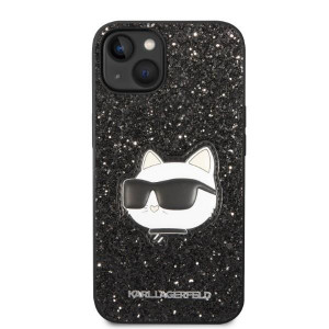 Оригинален твърд гръб KARL LAGERFELD Glitter Choupette Patch KLHCP14MG2CPK - iPhone 14 Plus черен - Img 3