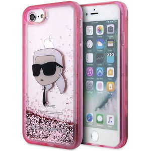 Оригинален твърд гръб KARL LAGERFELD Glitter Karl Head KLHCI8LNKHCP - iPhone 7 / 8 / SE (2nd gen) / SE (3rd gen) розов - Img 1