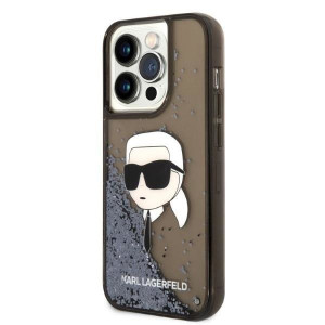 Оригинален твърд гръб KARL LAGERFELD Glitter Karl Head KLHCP14LLNKHCK - iPhone 14 Pro черен - Img 2