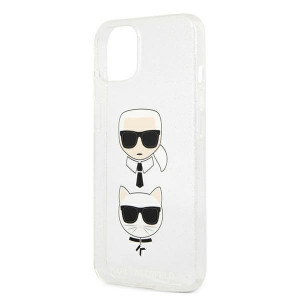 Оригинален твърд гръб KARL LAGERFELD Glitter Karl's & Choupette KLHCP13SKCTUGLS - iPhone 13 mini сребрист - Img 6