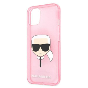 Оригинален твърд гръб KARL LAGERFELD Glitter Karl's Head KLHCP13SKHTUGLP - iPhone 13 mini розов - Img 6