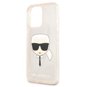 Оригинален твърд гръб KARL LAGERFELD Glitter Karl's Head KLHCP13LKHTUGLGO - iPhone 13 Pro златист - Img 6