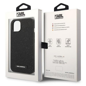 Оригинален твърд гръб KARL LAGERFELD Glitter Plaque Logo KLHCP14MG2ELK - iPhone 14 Plus черен - Img 8