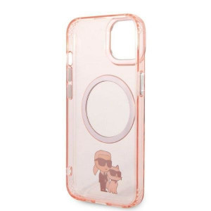 Оригинален твърд гръб KARL LAGERFELD Ikonik Karl & Choupette MagSafe KLHMP14SHNKCIP - iPhone 14 розов - Img 7