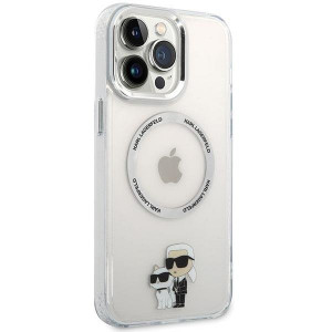 Оригинален твърд гръб KARL LAGERFELD Ikonik Karl & Choupette MagSafe KKLHMP13XHNKCIT - iPhone 13 Pro Max прозрачен - Img 4
