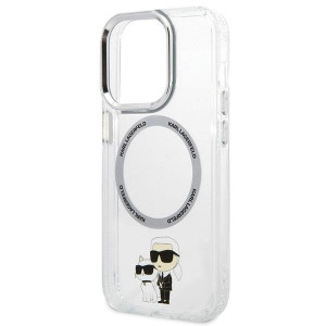 Оригинален твърд гръб KARL LAGERFELD Ikonik Karl & Choupette MagSafe KLHMP13LHNKCIT - iPhone 13 Pro прозрачен - Img 6