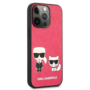 Оригинален твърд гръб KARL LAGERFELD Ikonik Karl & Choupette KLHCP13LPCUSKCP - iPhone 13 Pro циклама - Img 4