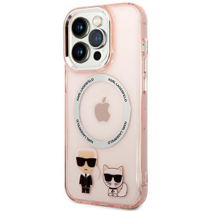 Оригинален твърд гръб KARL LAGERFELD Karl & Choupette Aluminum MagSafe KLHMP14XHKCP - iPhone 14 Pro Max розов - Img 2
