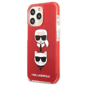 Оригинален твърд гръб KARL LAGERFELD Karl & Choupette Head KLHCP13LTPE2TR - iPhone 13 Pro червен - Img 2